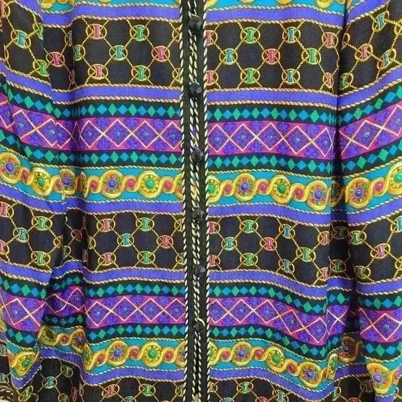 Adrianna Papell Silk Long Sleeve Button-up Shirt Jacket Sz 10 Maximalist - Picture 4 of 10